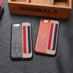 Wholesale iPhone 8 / 7 Striped Hand Strap Grip Holder PU Leather Case (Black)